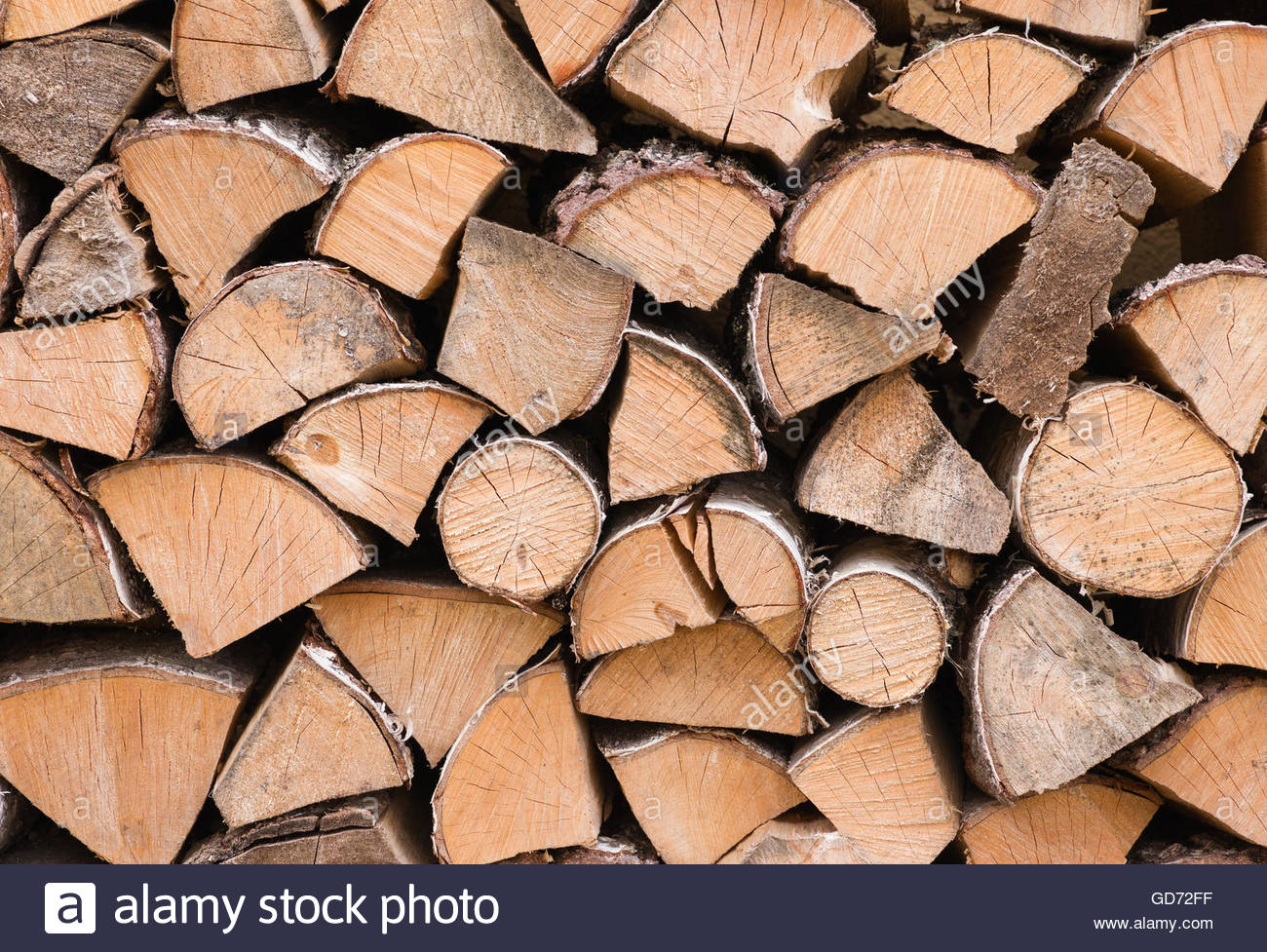 Stack Of Firewood Background Stock Photo