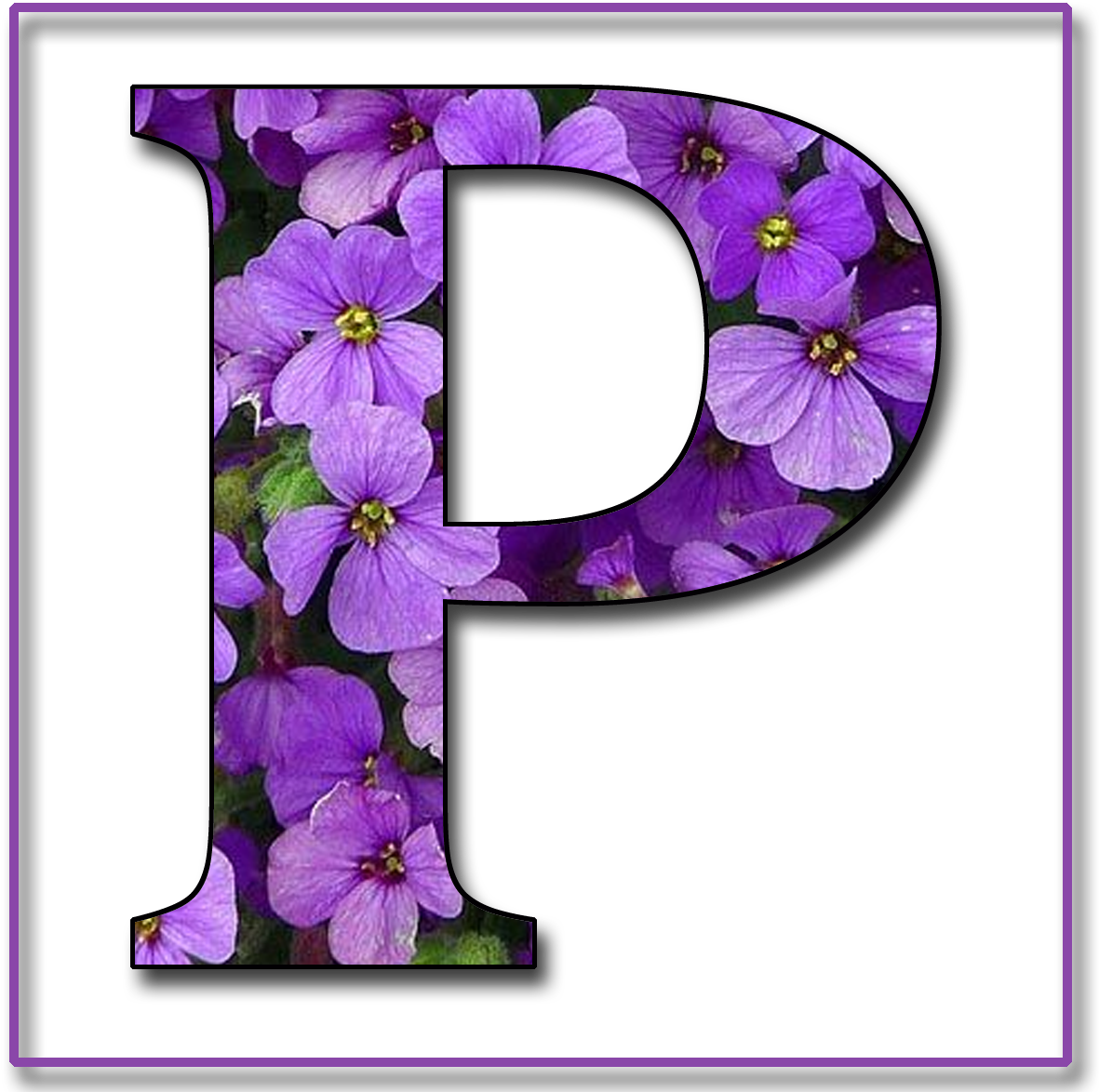 Purple Floral Letter P Wallpaper