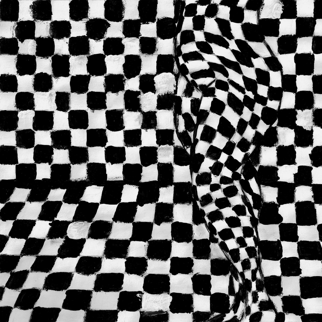 Black And White Paintings Figure Illusions Checkered Artwork