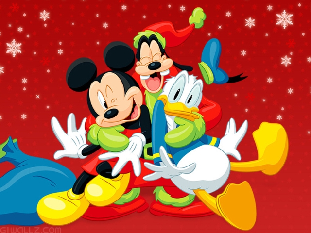 Celebrate Christmas Disney Cartoon Character Desktop Wallpaper