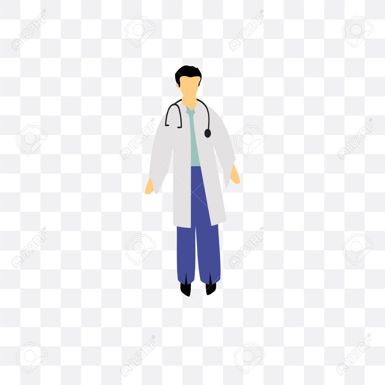 Man Doctor Vector Icon Isolated On Transparent Background
