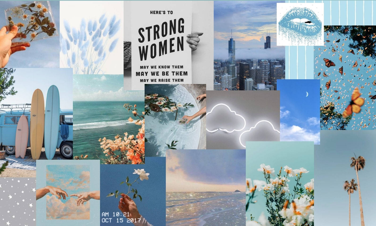 Blue Collage From Laptop Wallpaper
