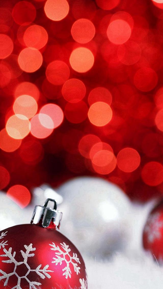Christmas Bokeh Holiday Red Illustration Art iPhone Wallpaper