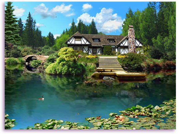3d Lake Cabin Screensaver Animated Fall To