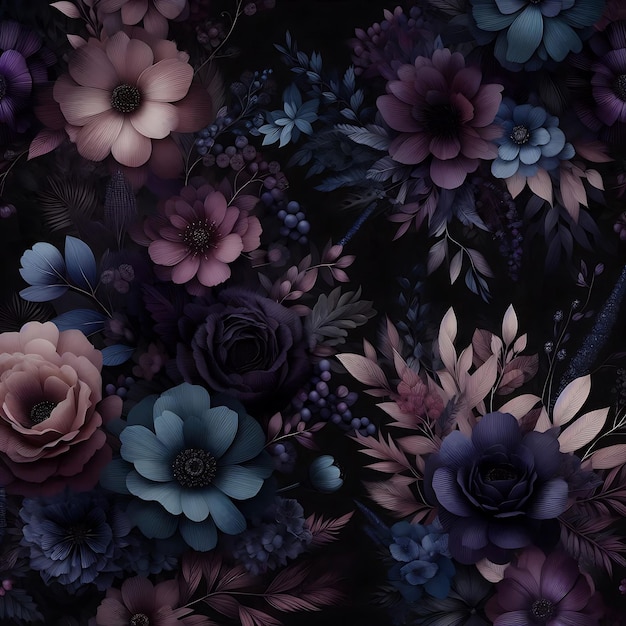 Floral Wallpaper Dark Image