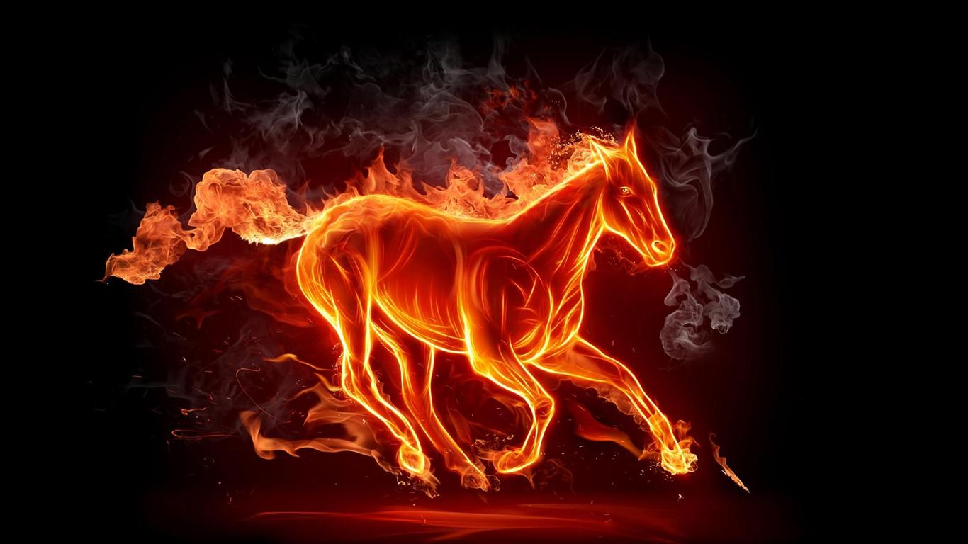 Cool Flame Horse Background Widescreen Wallpaper