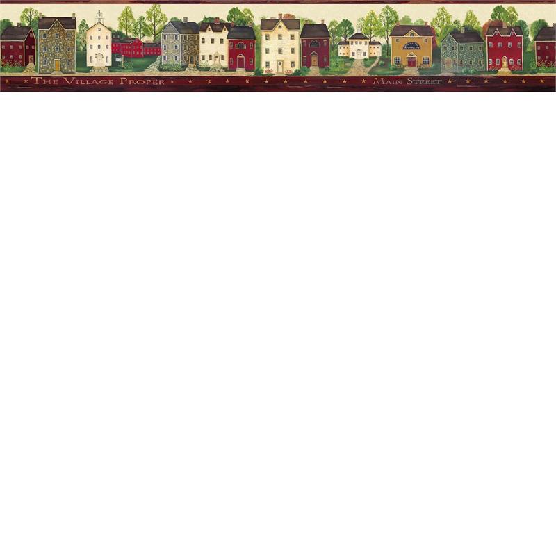 Red Main Street Wallpaper Border   Rustic Country Primitive 800x800