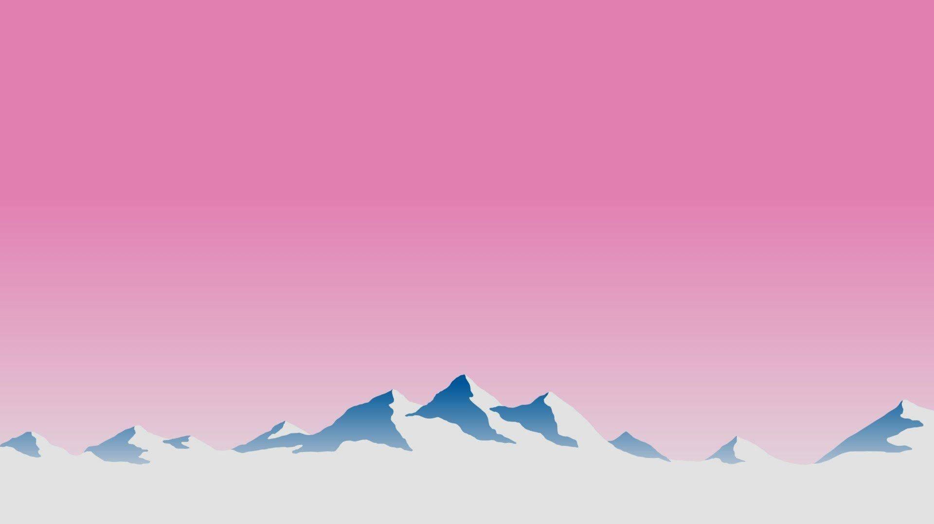 Aesthetic Mountain And Pink Sky Wallpaper