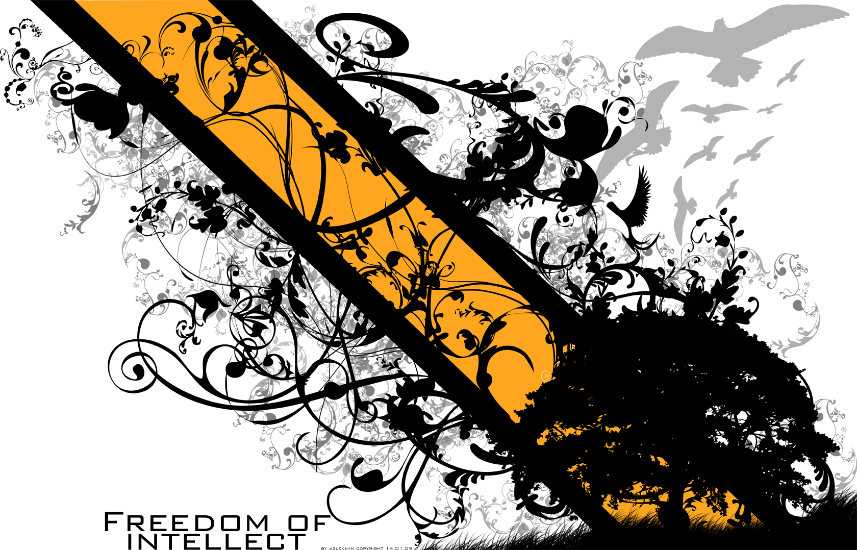 Abstract Black White Yellow Design Dom Of Intellect HD Wallpaper