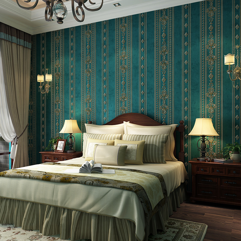 European Luxury Bedroom 3d Wallpaper Stripes Living Room