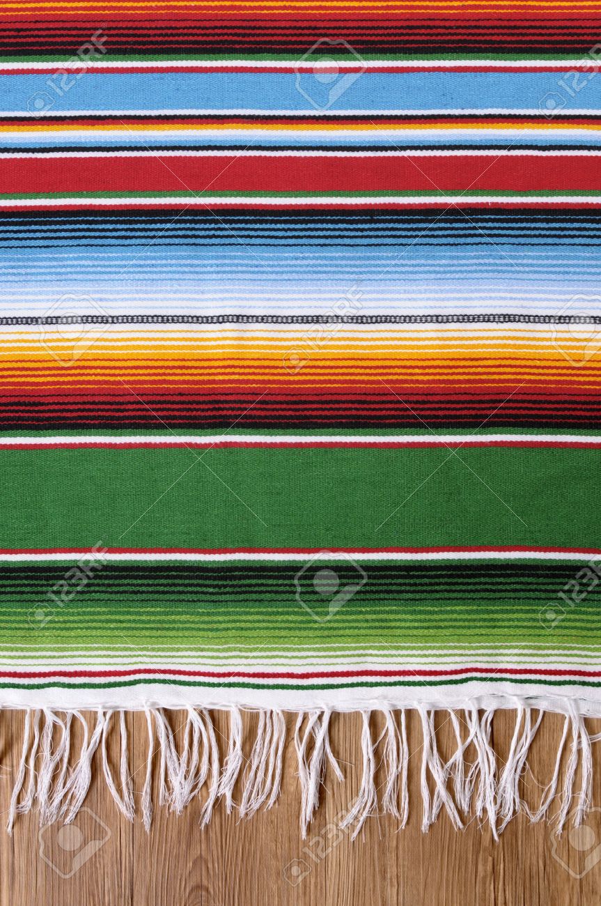 Mexican Background With Traditional Serape Blanket Or Rug On