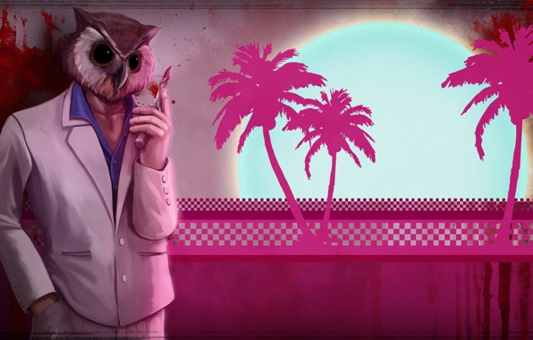 Wallpaper Hotline Miami Owl Game Suit Games