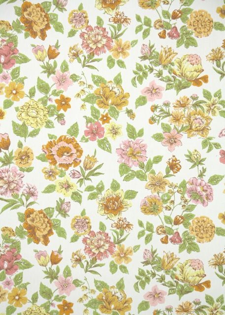 1960s Vintage Wallpaper pink and yellow floral