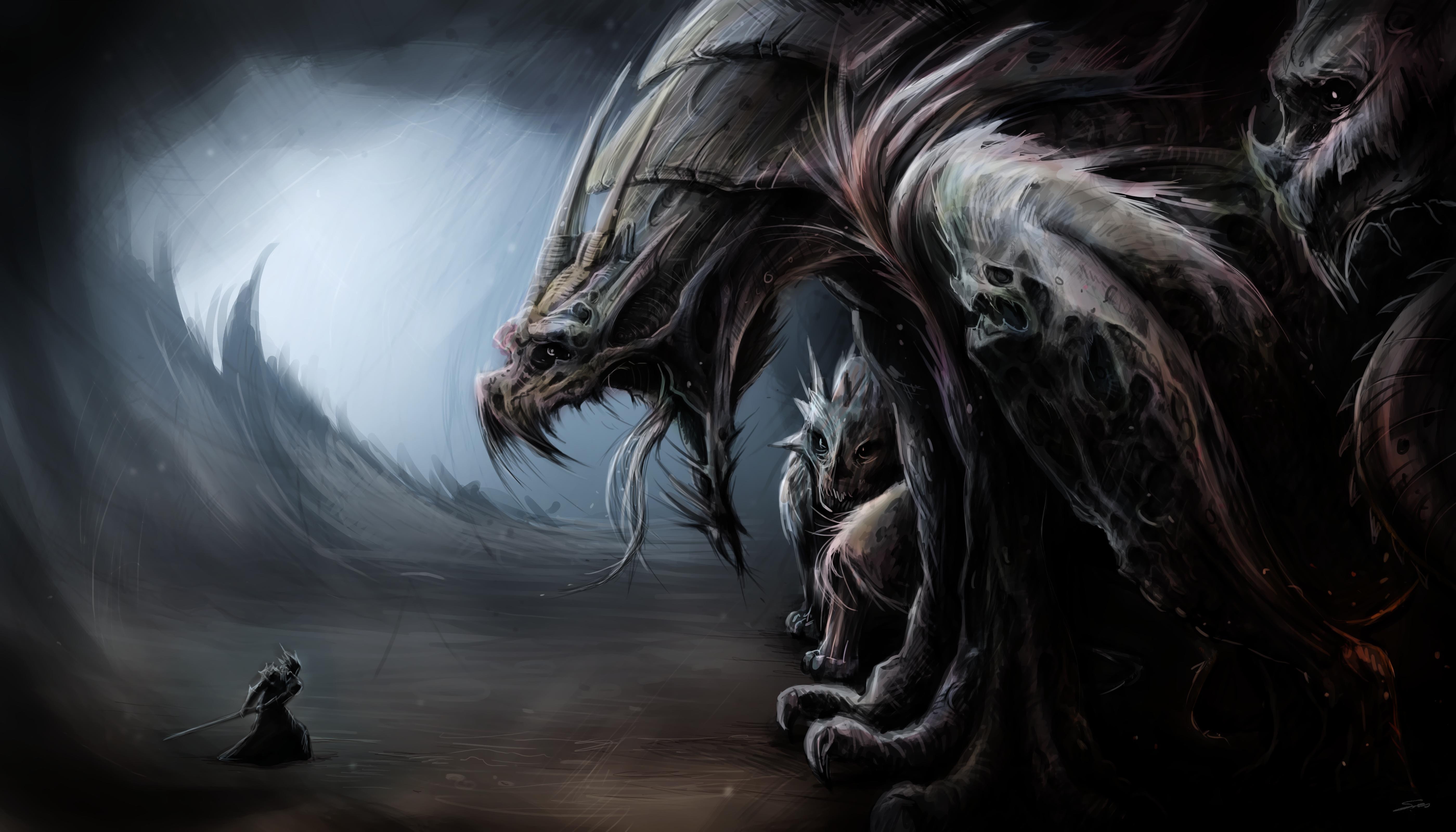 Monsters Fantasy Dragons Warrior Wallpaper