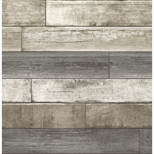 Weathered Plank X Brick Wallpaper By Brewster Home Fashions