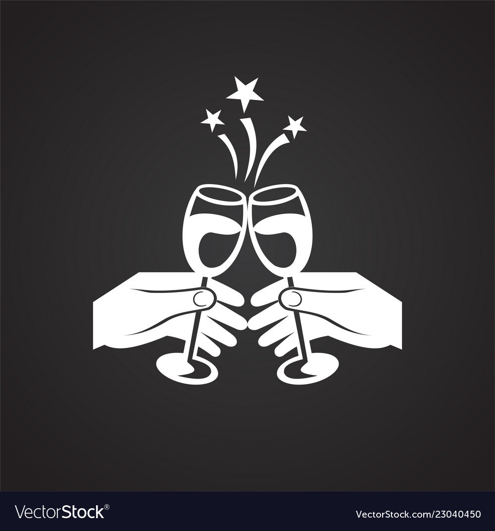 Wedding Glasses Cheers Icon On Black Background Vector Image