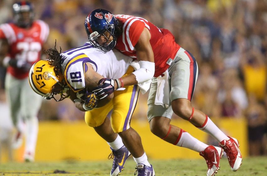 Lsu Tigers Running Back Terrence Magee Is Tackled By Mississippi