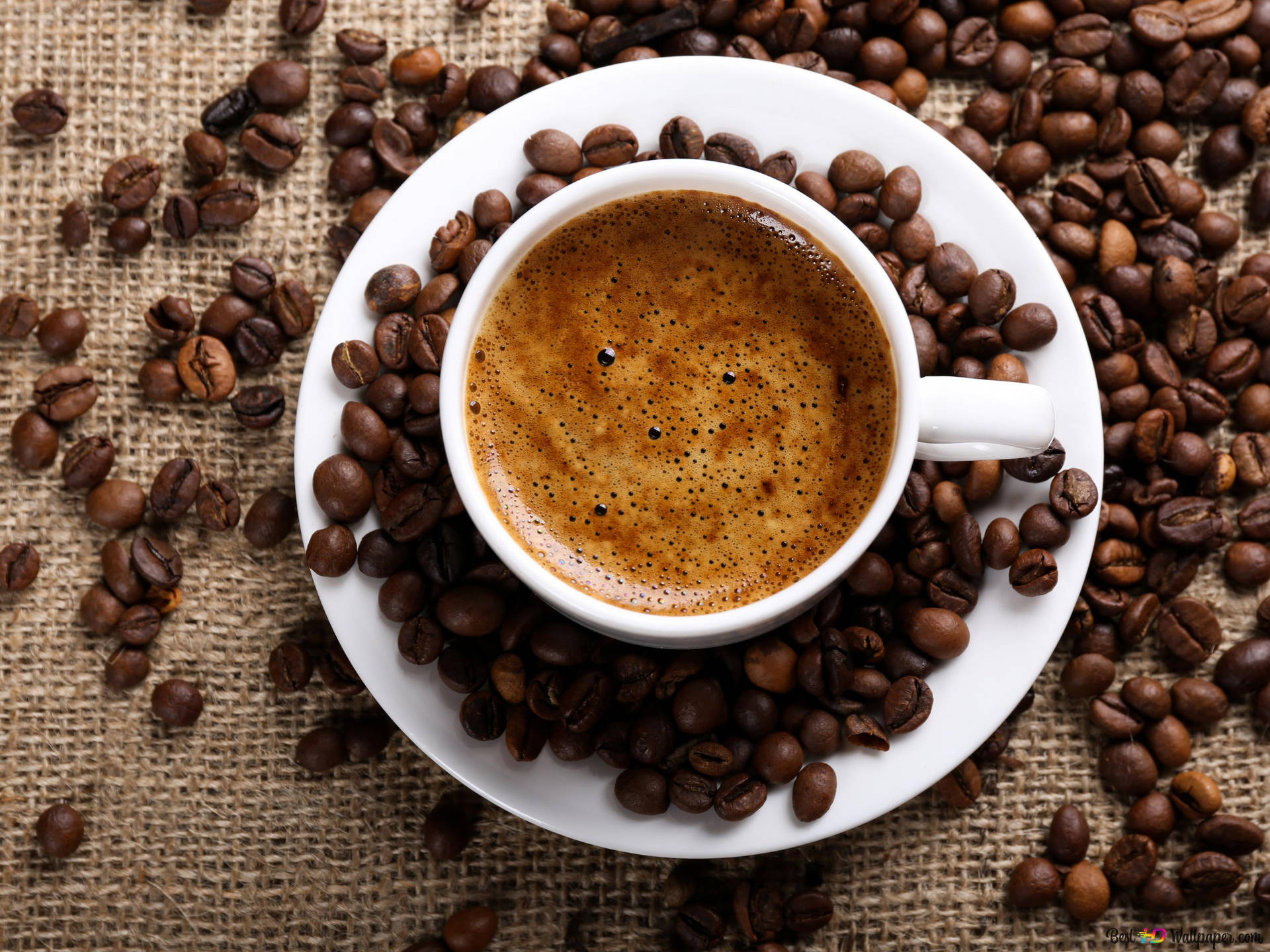 Hot Espresso Surrounded By Coffee Beans H9hy7uzs9cxkjcxz Wallpaper