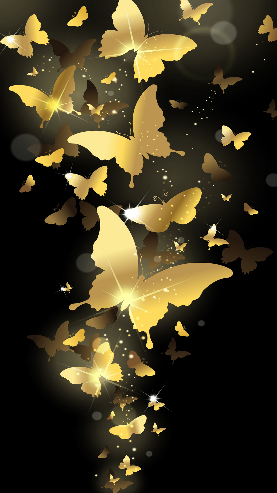 Flying Golden Butterflies Lockscreen Android Wallpaper