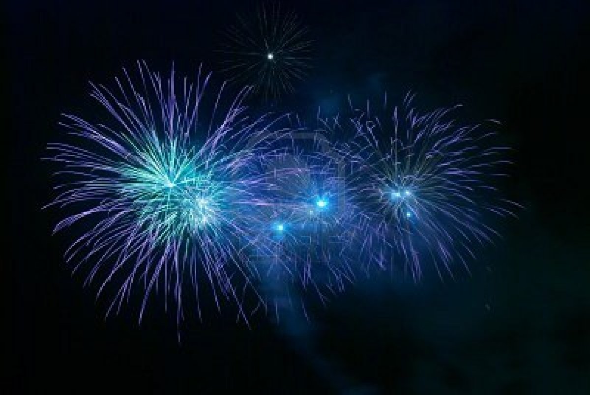 Blue Fireworks Background Wallpaper HD