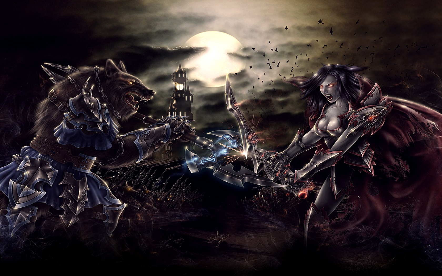 Vampires Vs Werewolves Puter Wallpaper Desktop Background