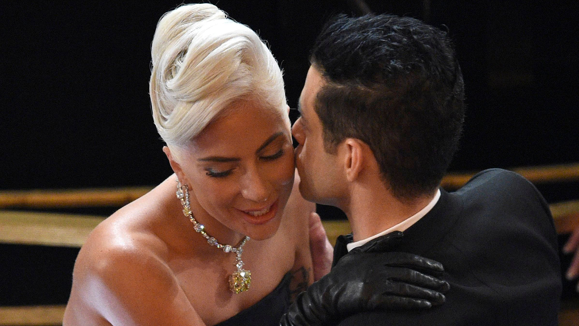 Lady Gaga Rami Malek Oscars Wardrobe Malfunction Photo
