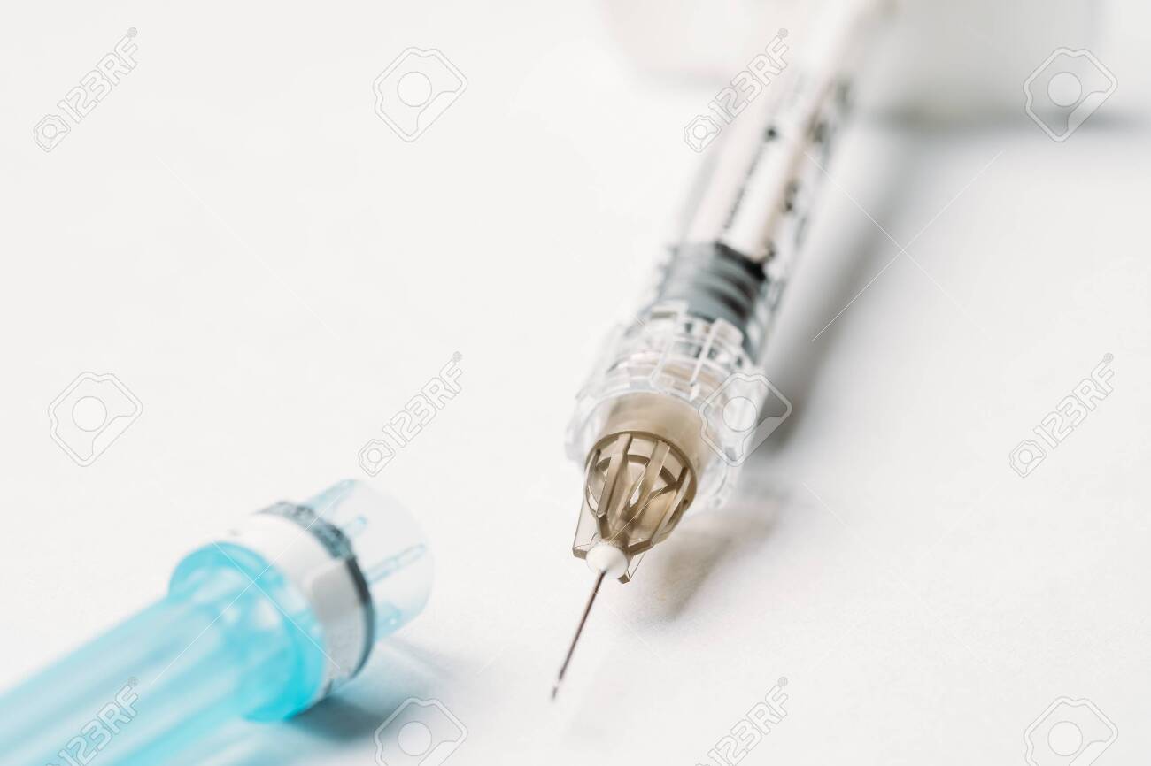 Syringe With Needle For Cosmetic Injection Vaccine Or Diabetes