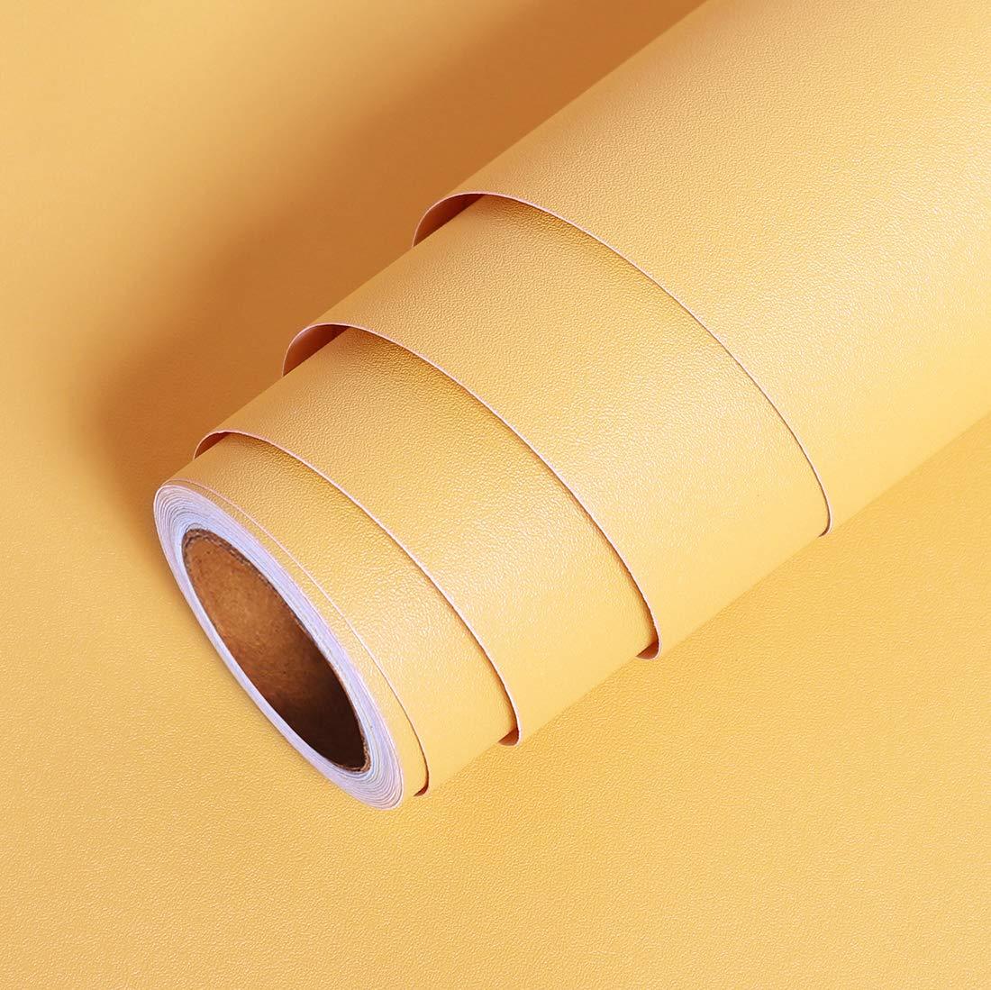 LACHEERY Solid Textured Wallpaper Stick and Peel Yellow Contact