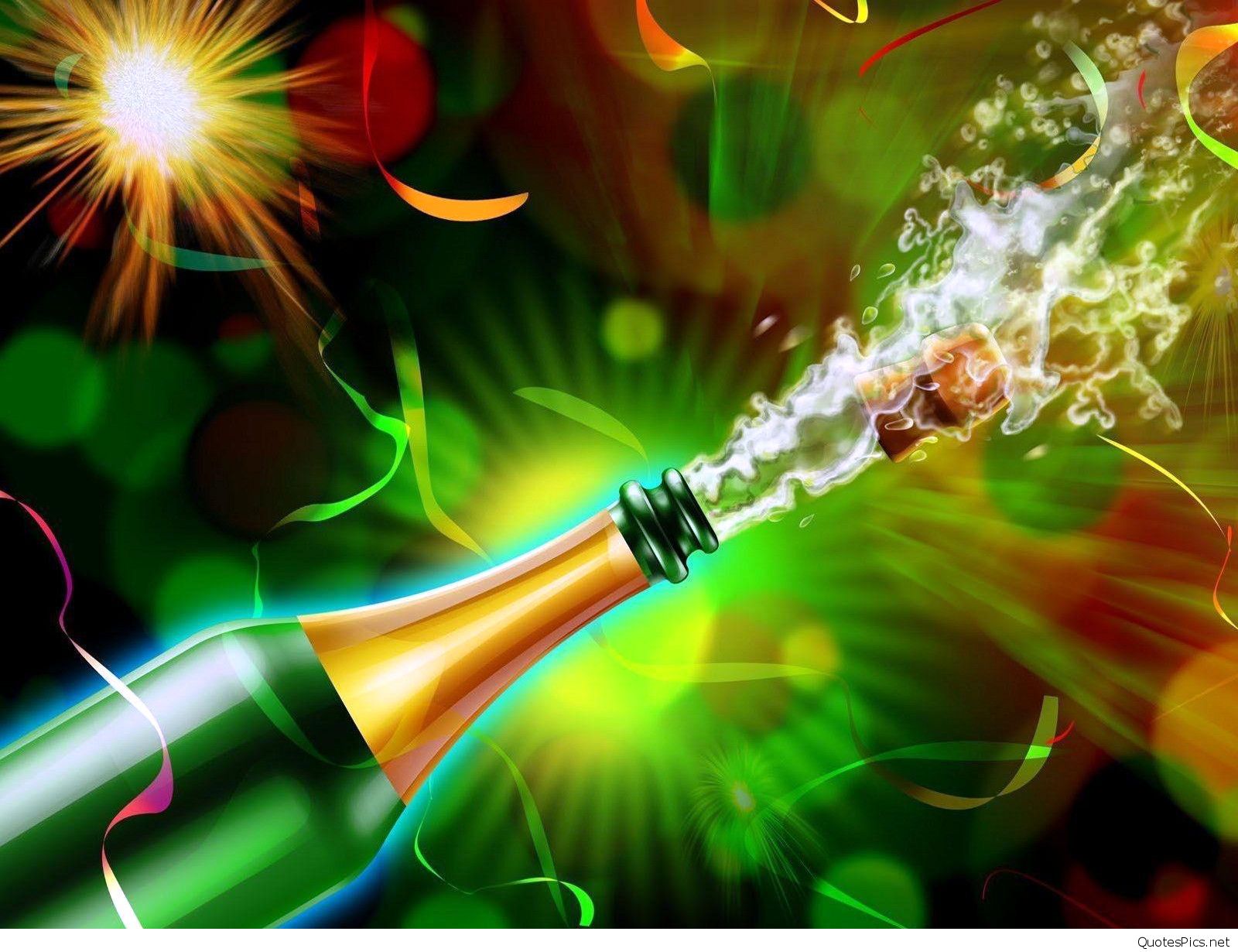 Happy New Year HD Wallpaper Champagne