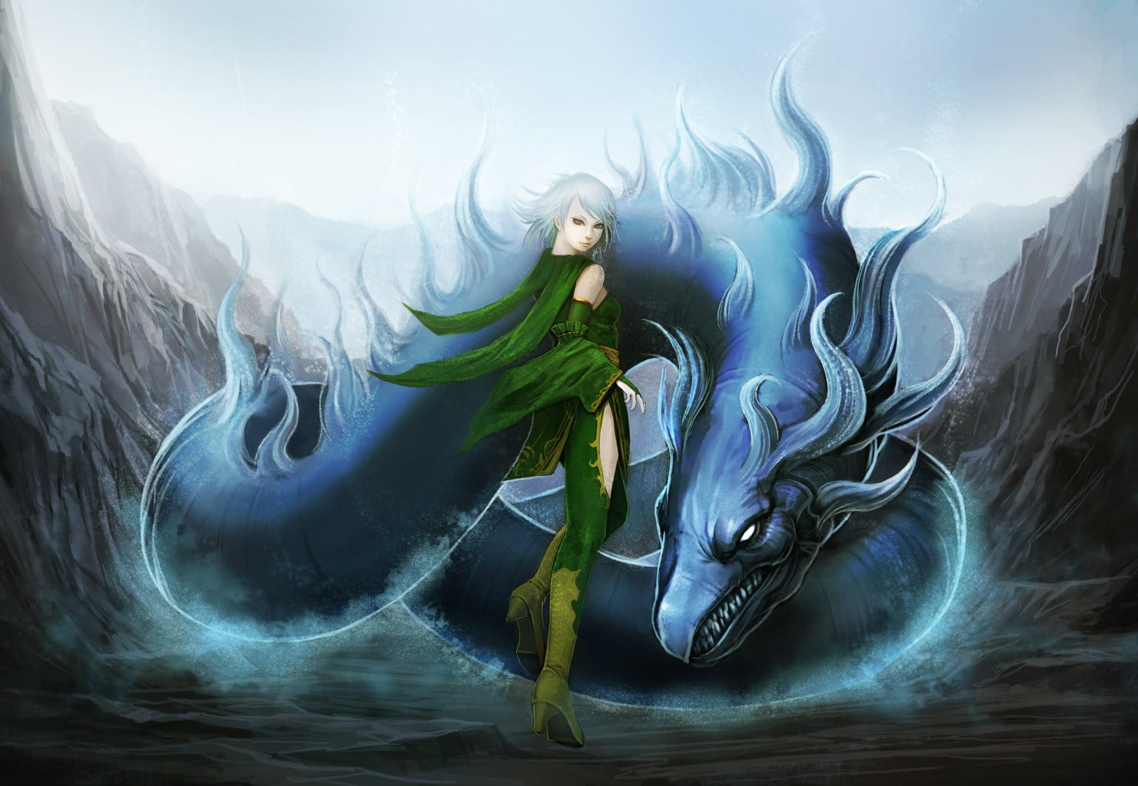 Dragon Trainer With Blue Illustration Final Fantasy