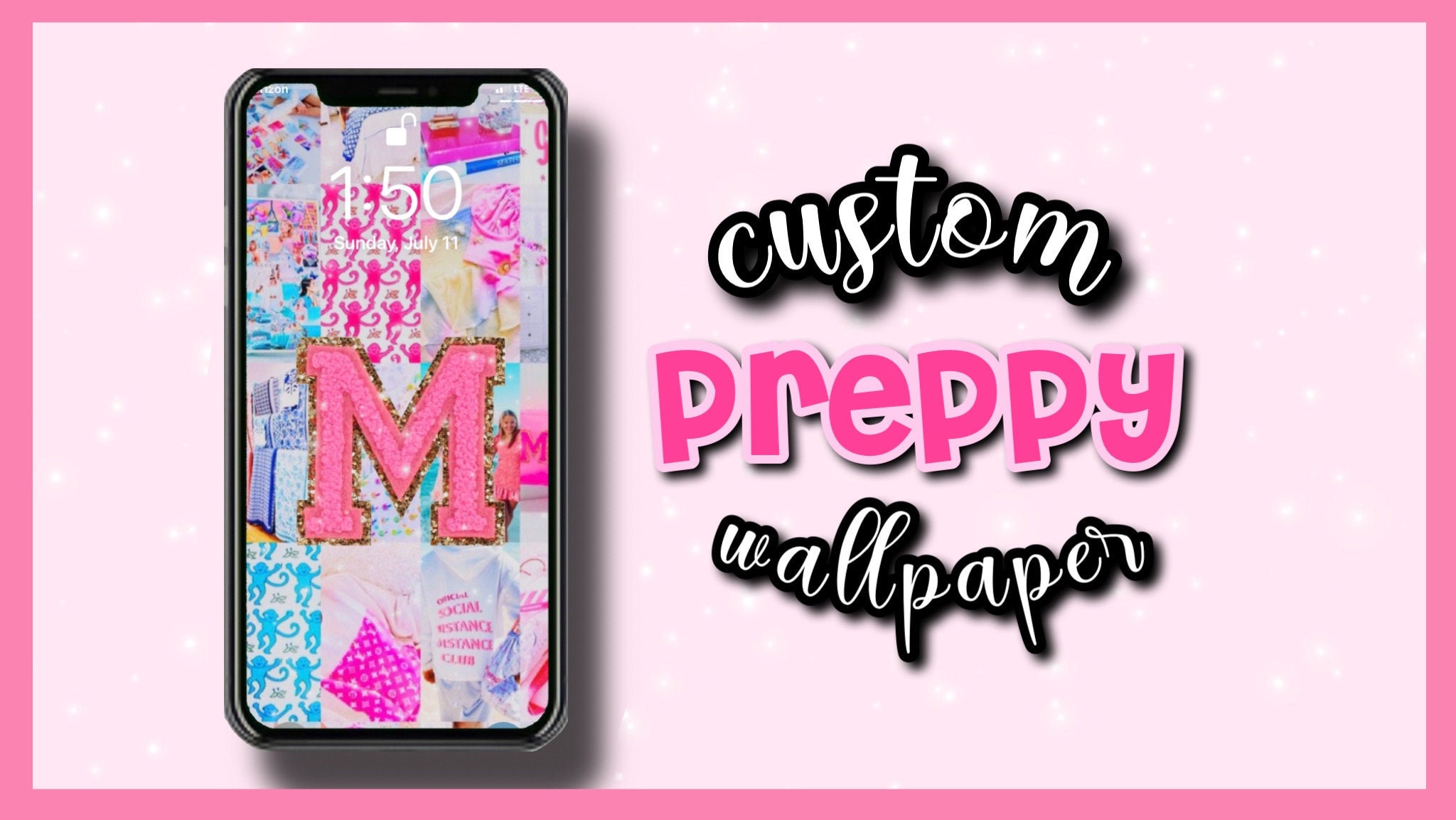 Custom Pink Preppy Wallpaper Etsy 2048x1153