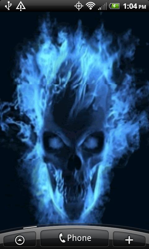 Wallpaper For Android Live Blue Skull Flames
