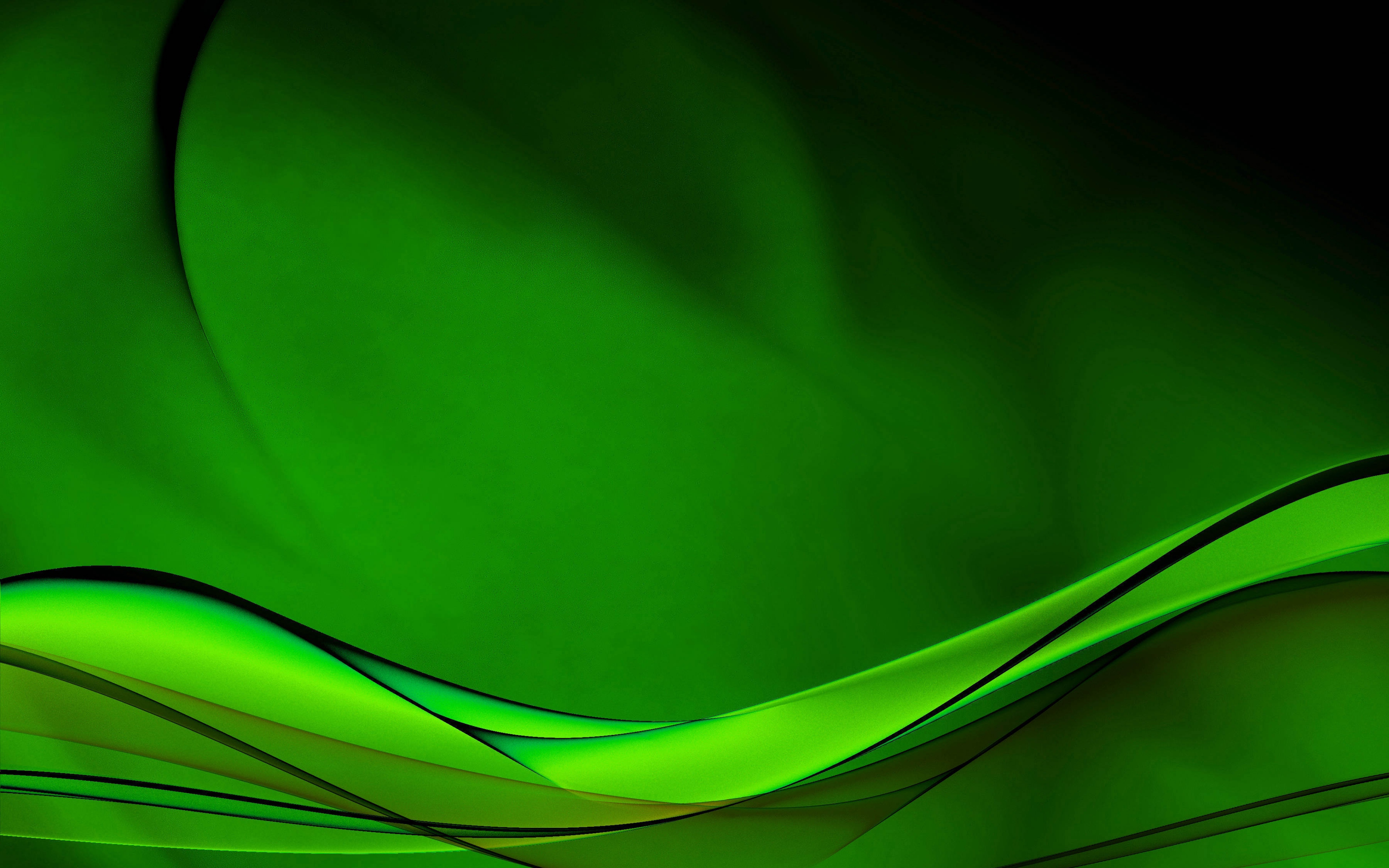 HD Background Green Wave Pattern Lines Curved Bright Sharp Wallpaper 3840x2400