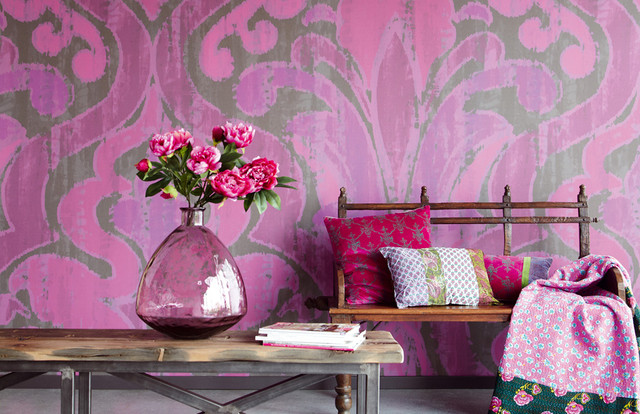 Bohemian Pink Eclectic Wallpaper Houston By Fabric House