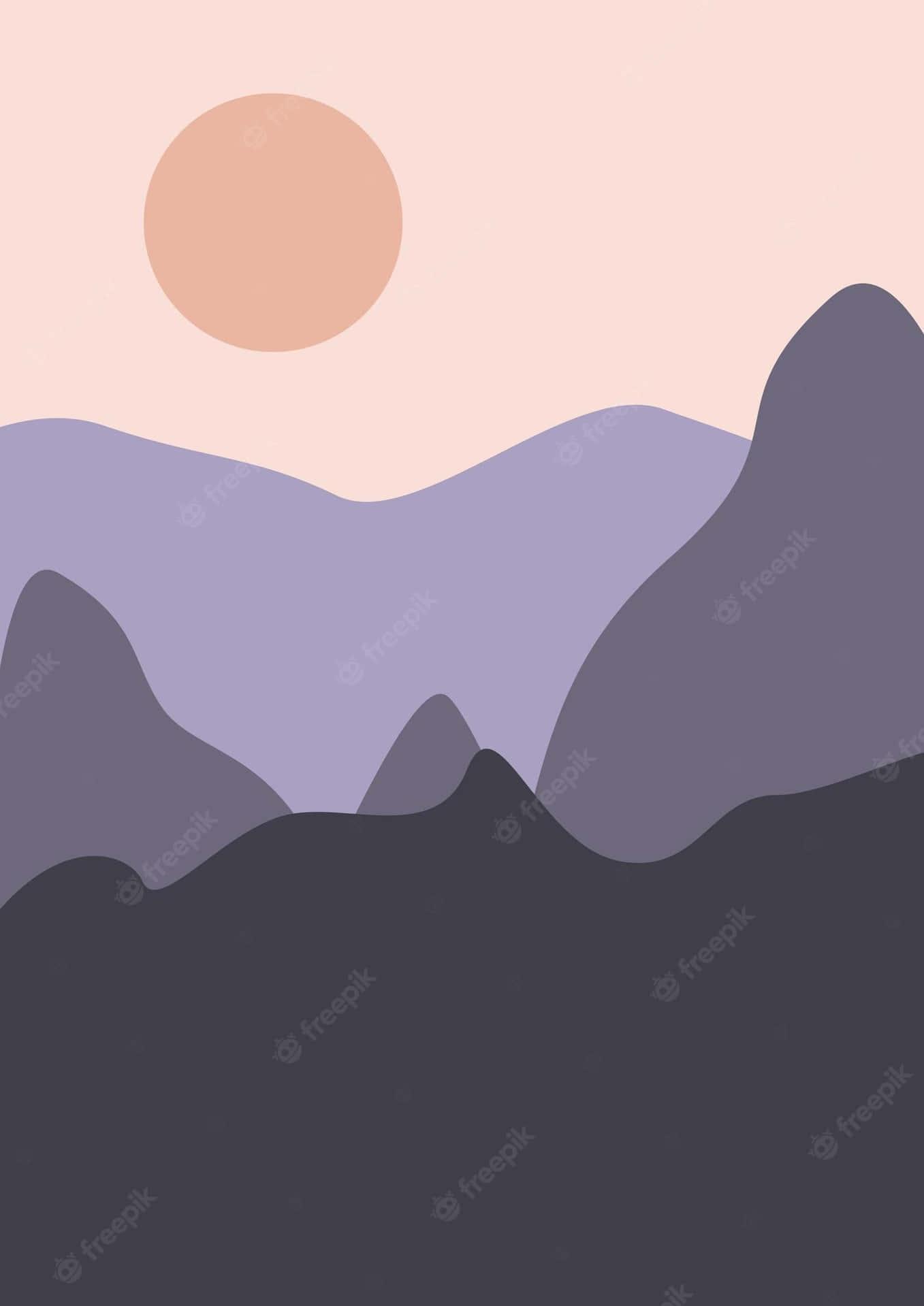 A Mountain Landscape With Sunset Wallpaper