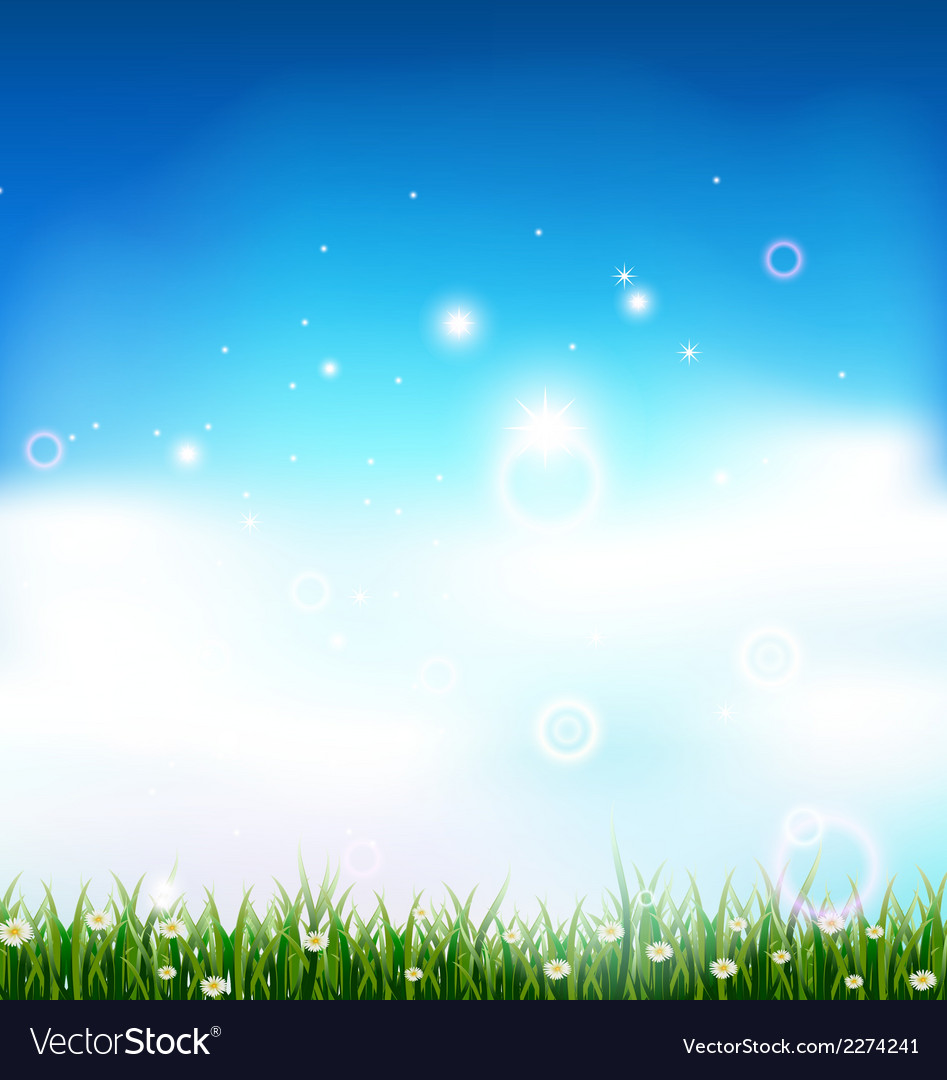 Nature background with grass and light effects Vector Image