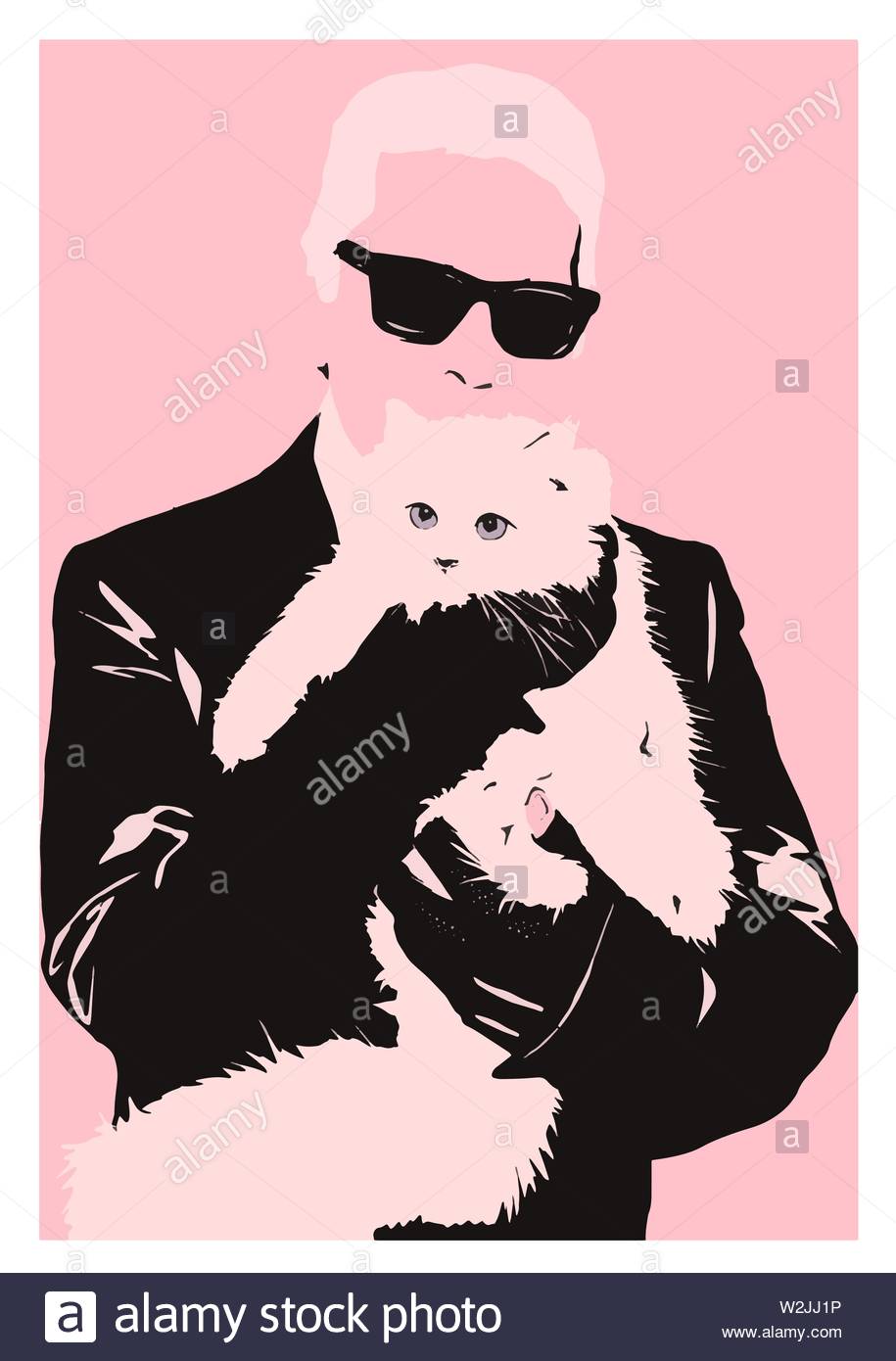 Karl Lagerfeld And Cat Illustration Stock Vector Image Art
