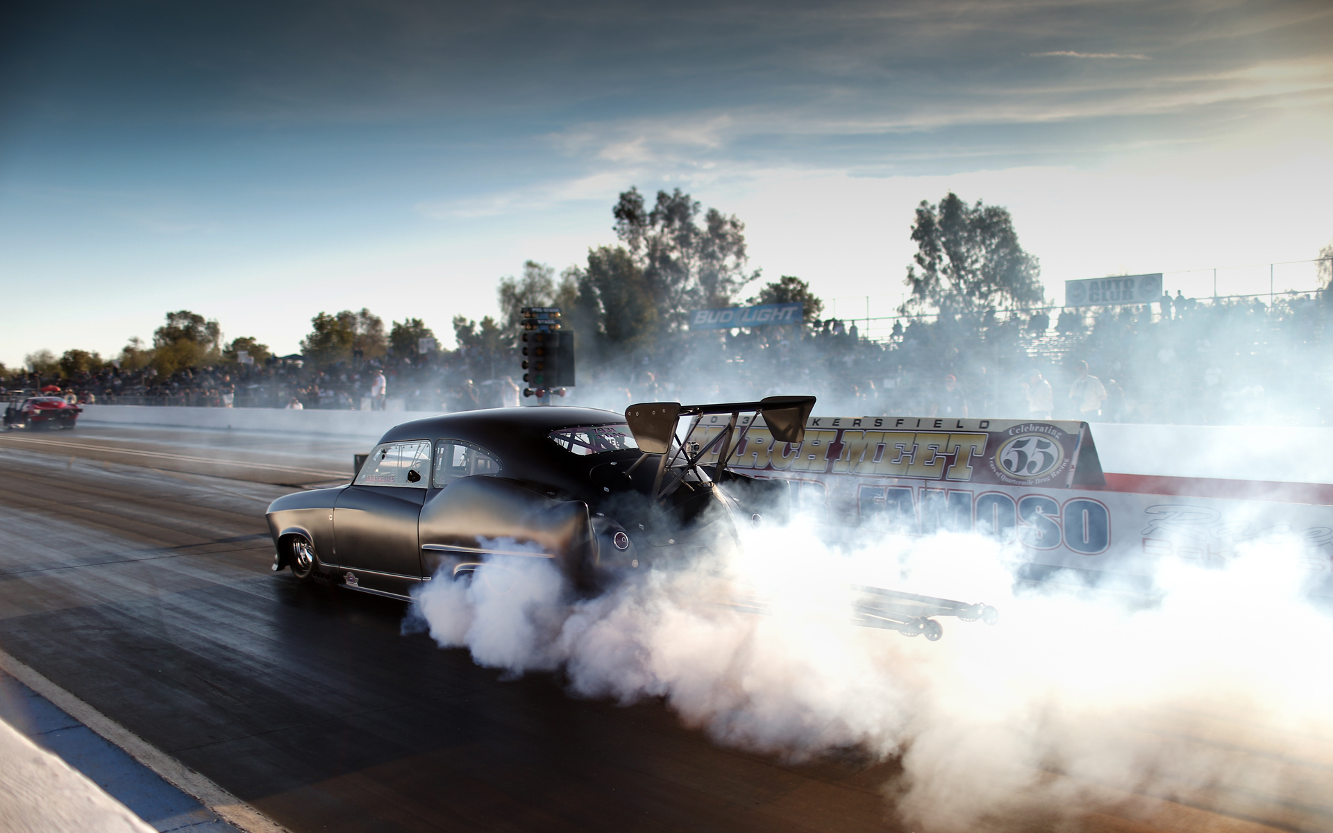Racing Race Cars Hot Rods Burnout Smoke Track Wallpaper Background
