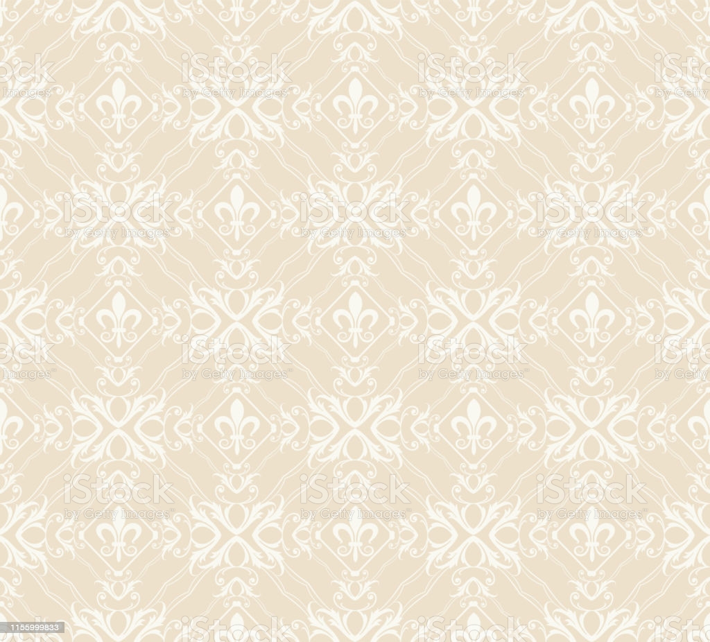 Beige Wallpaper Background Floral Seamless Pattern Stock