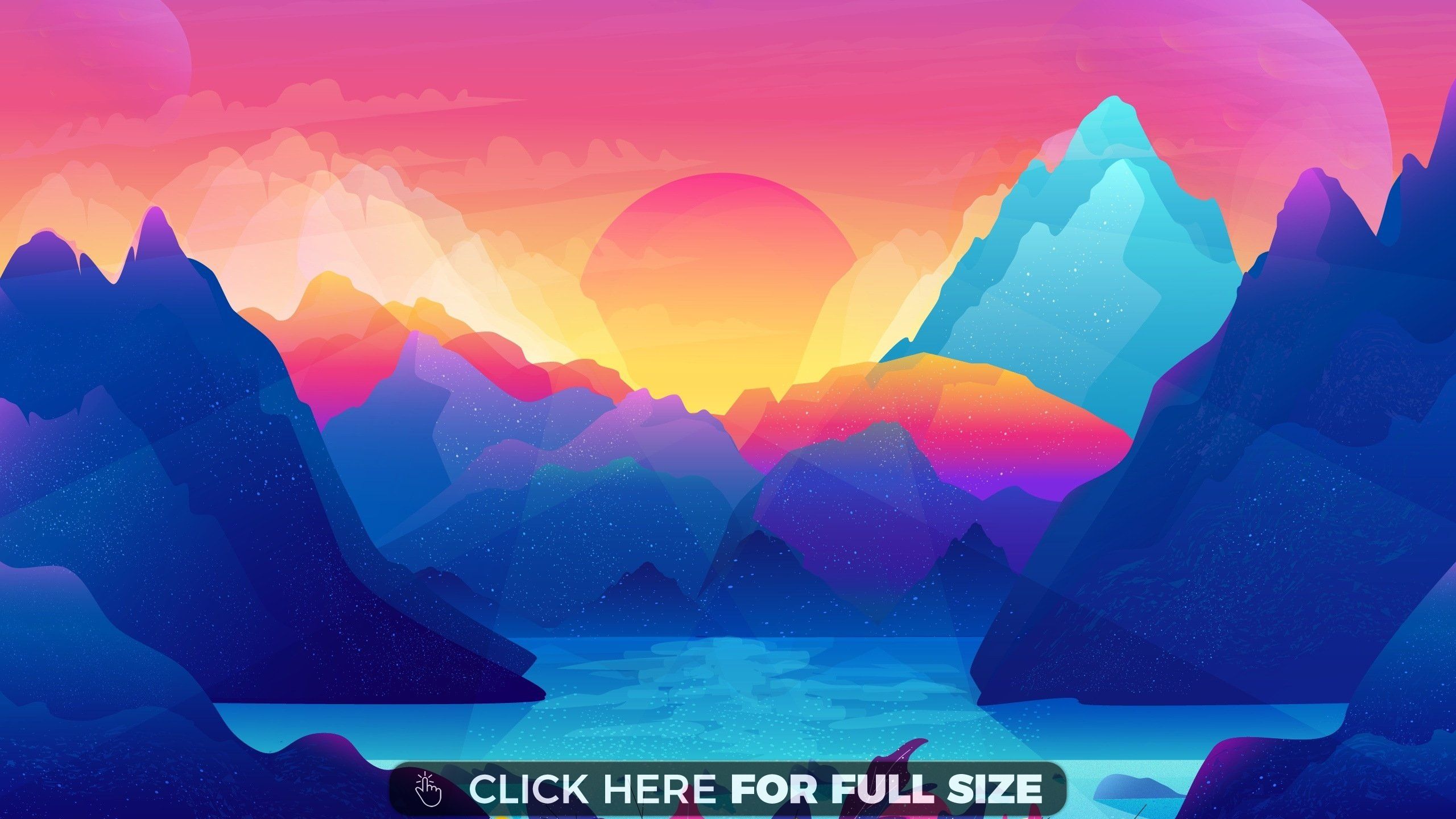 Mountains Sunset Digital Art HD Wallpaper