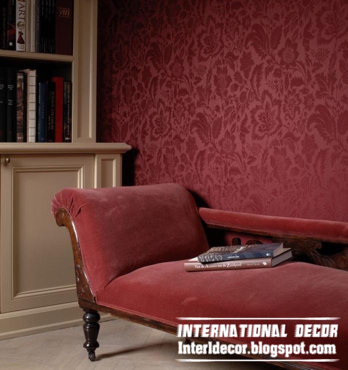 modern embossed wallpaper red for living room interior design