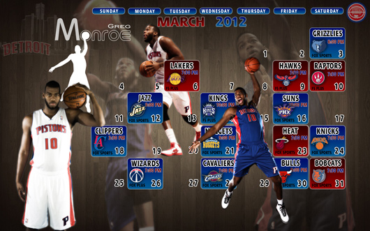 Greg Monroe Detroit Pistons March Schedule Wallpaper Need4sheed