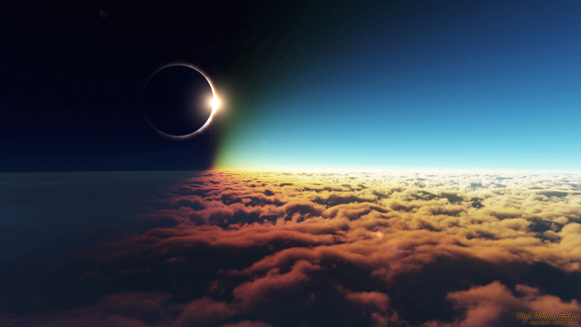 Wallpaper Sun Moon Clouds Sky Stars Eclipse Desktop