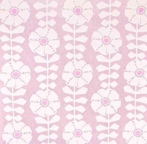 Geometric Flower Patterned Feature Wallpaper Pink
