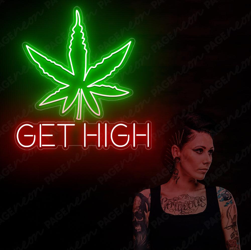 Get High Neon Sign Cannabis Weed Light