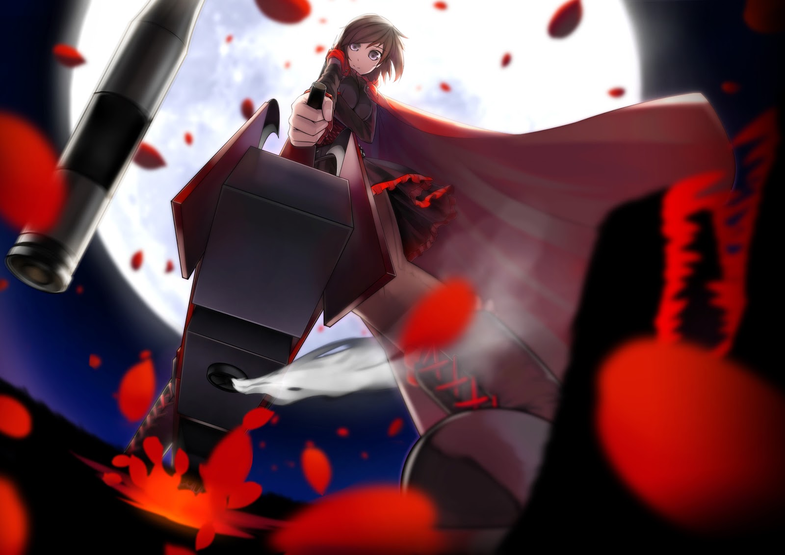 Red Cape Full Moon Girl Anime HD Wallpaper Desktop Pc Background