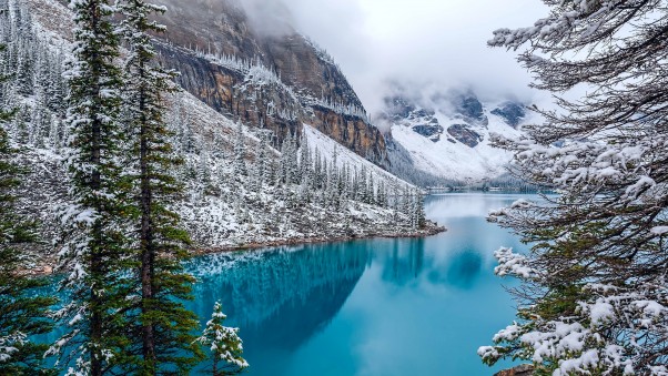 Moraine Lake Winter 4k Wallpaper Ultra HD