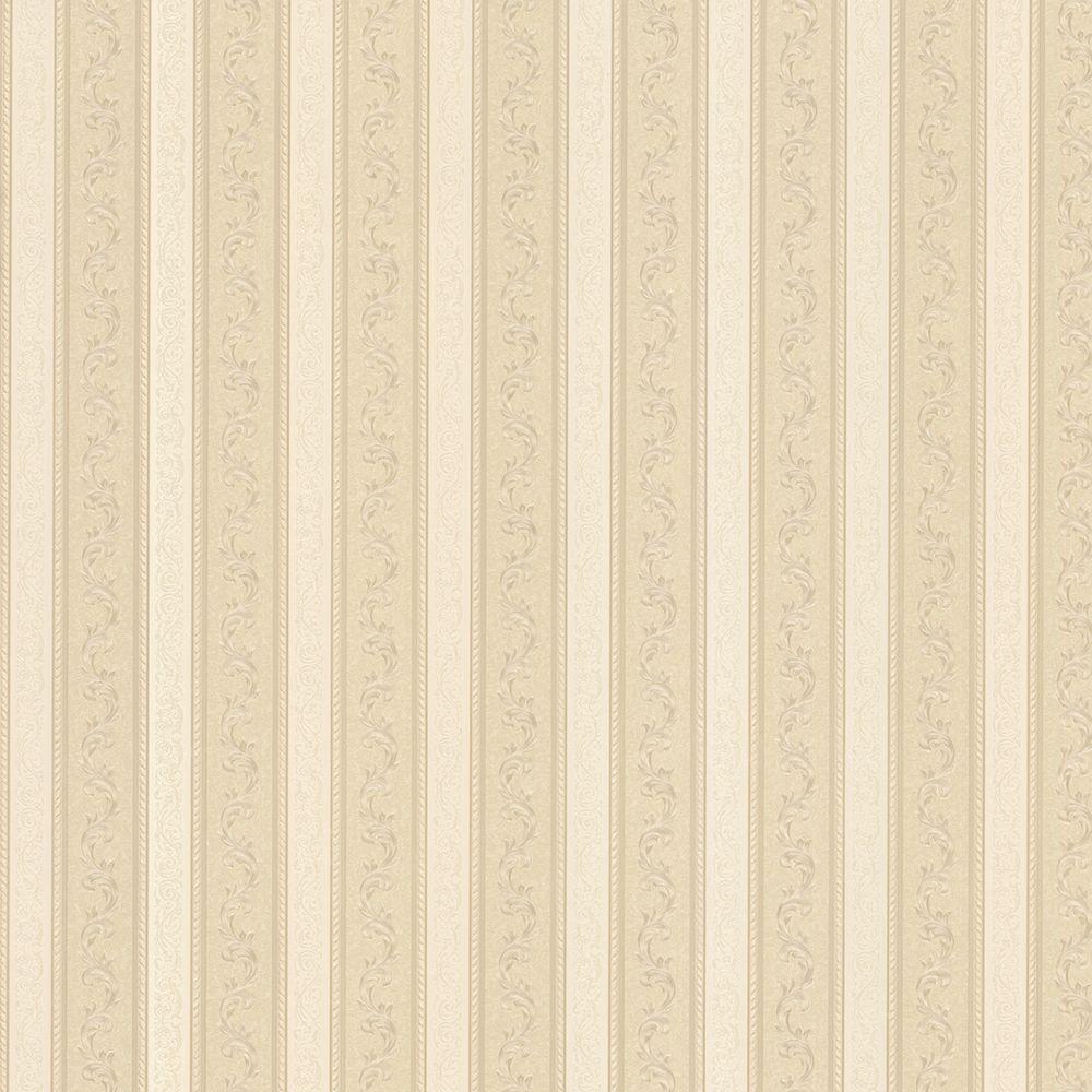 Mirage Kendra Beige Scrolling Stripe Wallpaper Sample 68371sam