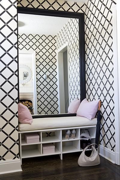 Make An Entrance Black And White Trellis Wallpaper With Over
