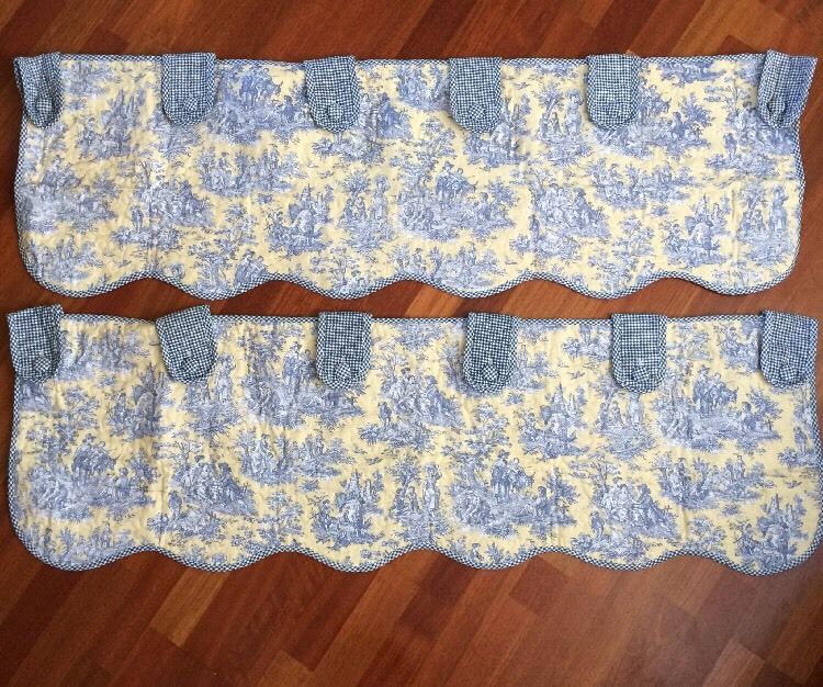 Classics Valances French Country Life Blue Pale Yellow Toile Plaid